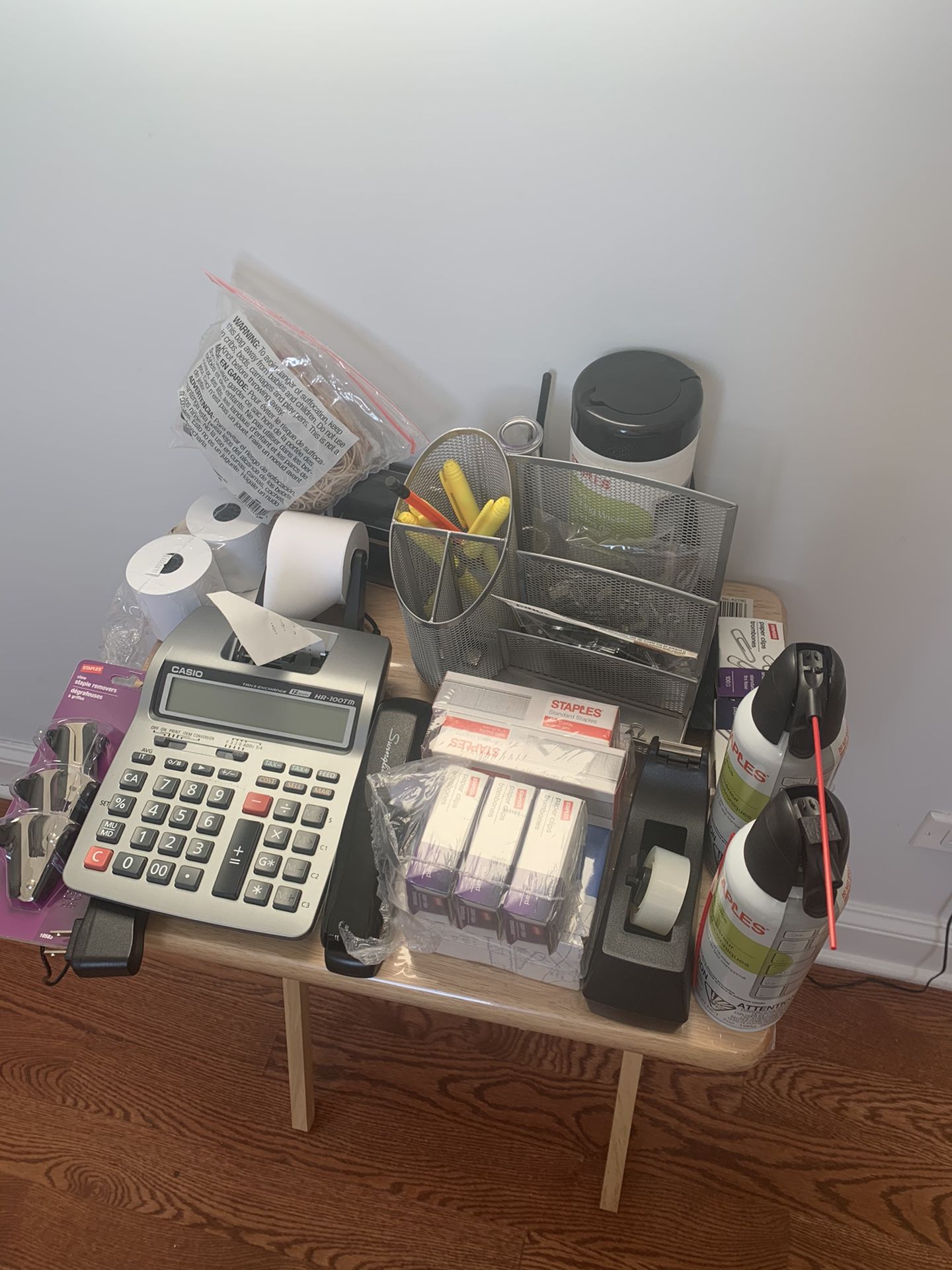 Calculator and office supplies