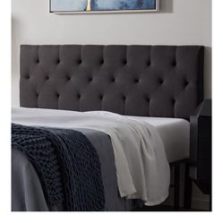 Queen Bed Frame + Tufted Headboard (Modern – Great Condition)