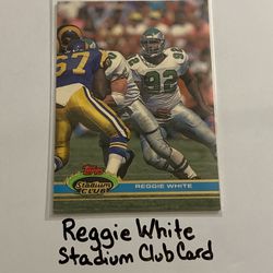 Reggie White Philadelphia Eagles Hall of Fame DE Topps Stadium Club Card. 