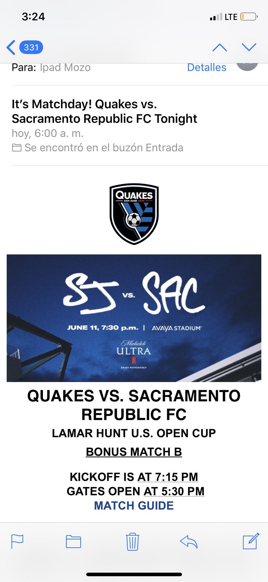 San Jose Earthquakes tonight
