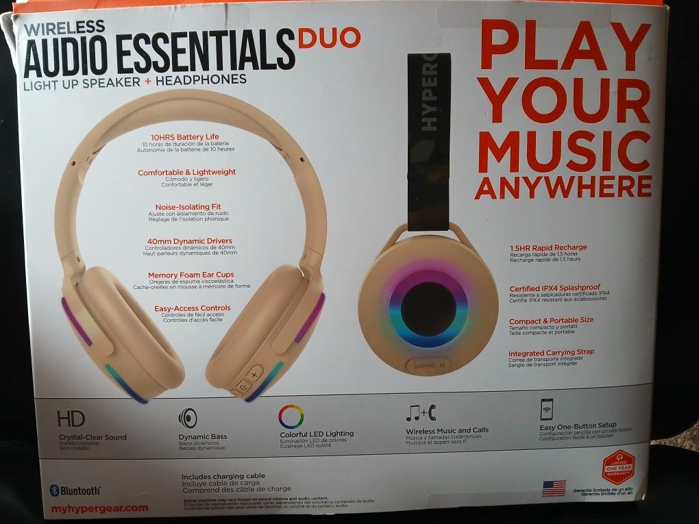 Hypergear Headphones/light Speaker 