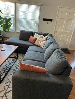 Living Spaces Couch with Chaise Lounge