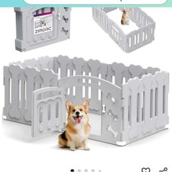 Dog Playpen, Puppy Playpen for Small Dogs, Indoor Dog Play Pen with Door & Lockable Gate, Foldable Portable Pet Fence, 61" x 61" x 24", Easy to Assemb