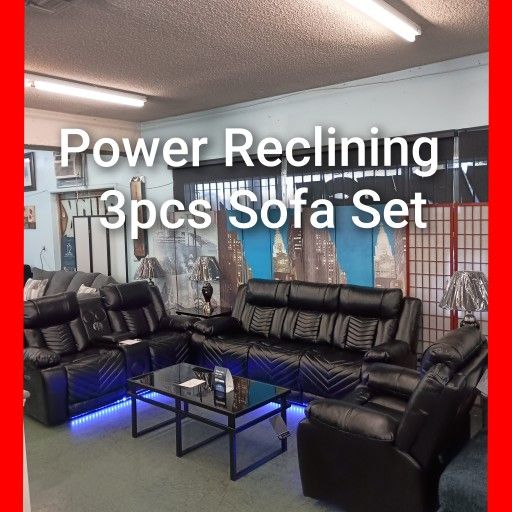 👍🏼 Power Leather Reclining Sofa Loveseat And Chair All For $1899