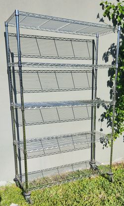 Sturdy Commercial Metal Shelves w Wheels- Tablillas de Metal Con Ruedas