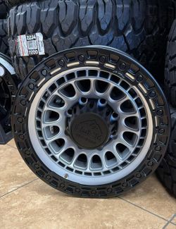 Lock Offroad Wheels 8x165 Mojave 17x9 Matte Silver Black Ring All 4