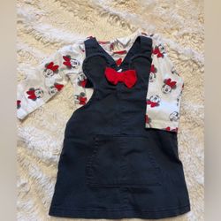 Baby Girl Minnie Mouse Overalls Set 6m