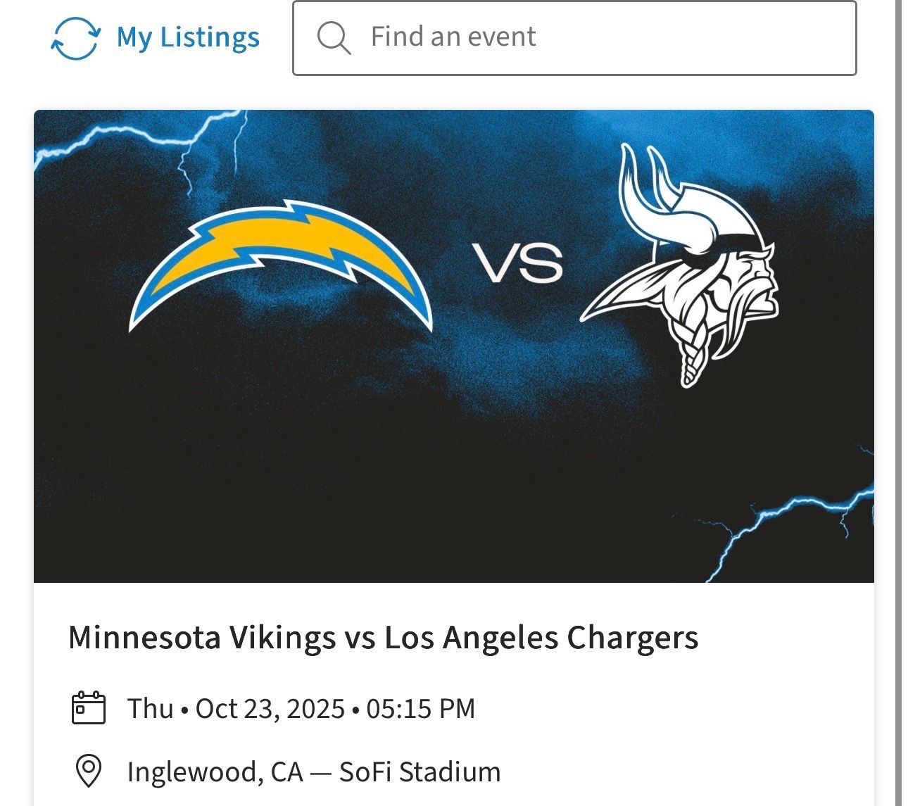 Chargers Vs Viking Tonight 10/23/25