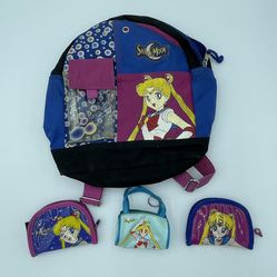 Sailor Moon Backpack and 3 Coin Purse Set