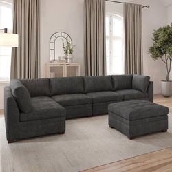 Thomasville Tisdale Modular Sectional 6-piece Dark Gray with Storage Ottoman $1199.99
