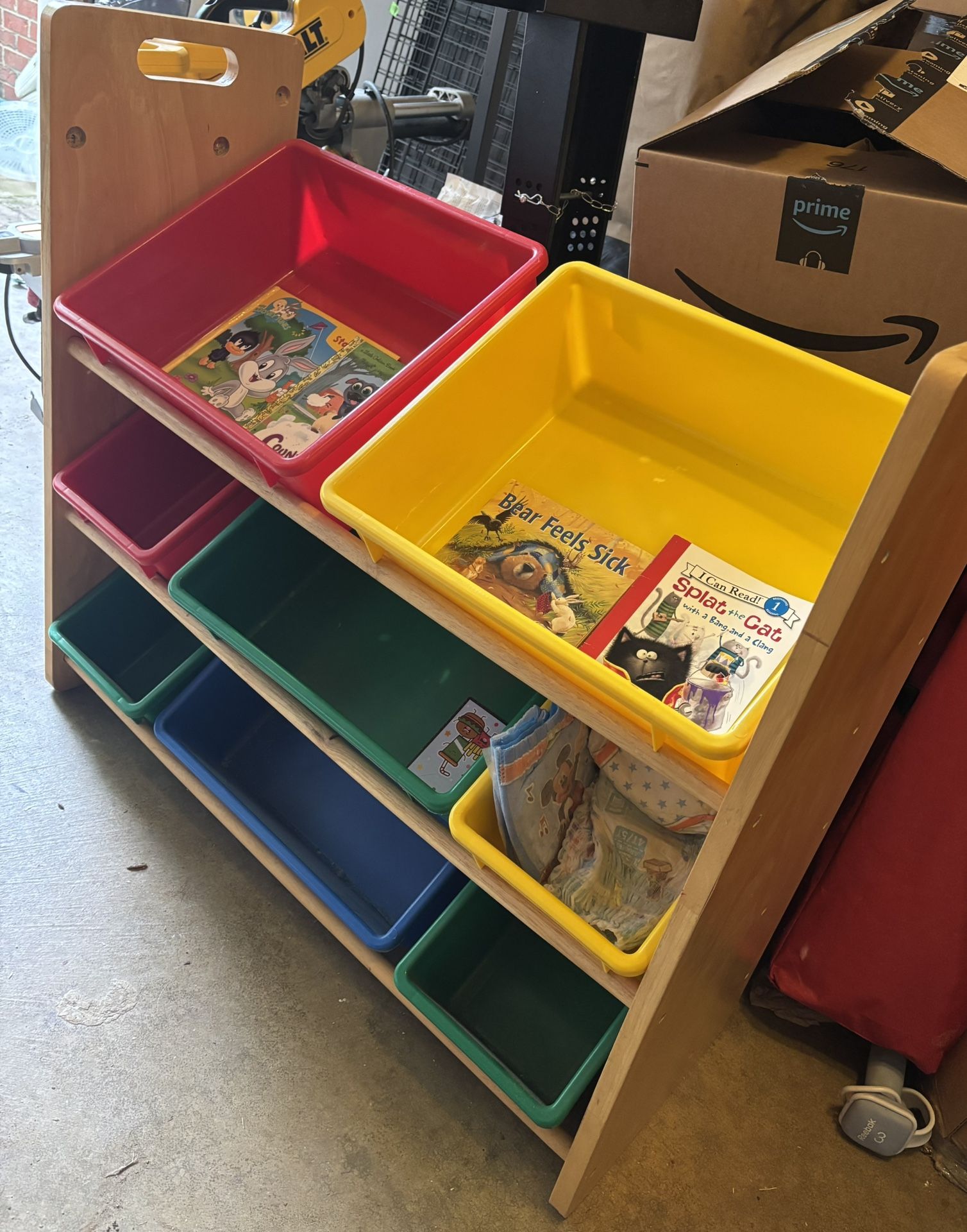 Bookshelf with 8 Colorful Bins