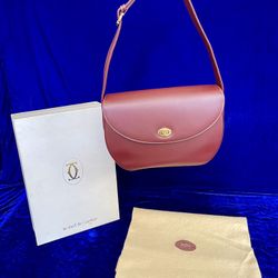 Cartier Bag Turn Lock Shoulder Crossbody Leather Bag Case Holder Pouch Bag Box