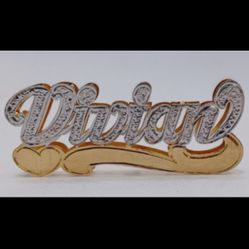 10k 14k Gold Double Name Plate Pendant 