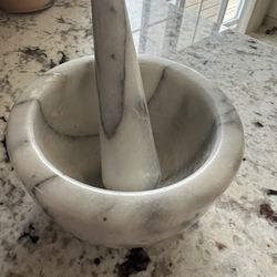 MARBLE MORTAR & PESTAL APOTHECARY BOWL PILL CRUSHER BOWL