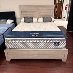 Queen HB/FB, with New Mattress