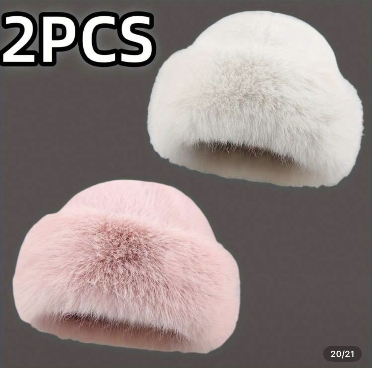 2pc Women's Luxury Faux Fur Winter Hat - Thick & Fluffy