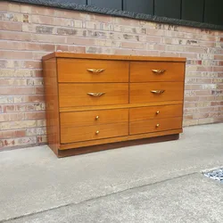 Mid Century Modern Bassett Walnut 6 Drawer Lowboy Dresser Vintage