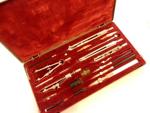 Vintage German Proebster 20 Pc Drafting Set, Complete