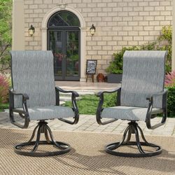 NEW UDPATIO High Back Outdoor Dining Chairs Set of 2, All Weather Swivel Patio Chairs, Breathable