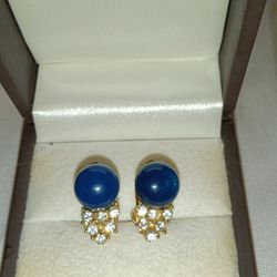 Givenchy Blue & Simulated Diamond Earrings 