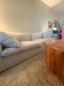 Living Spaces 96” Oversized Sofa – Cream
