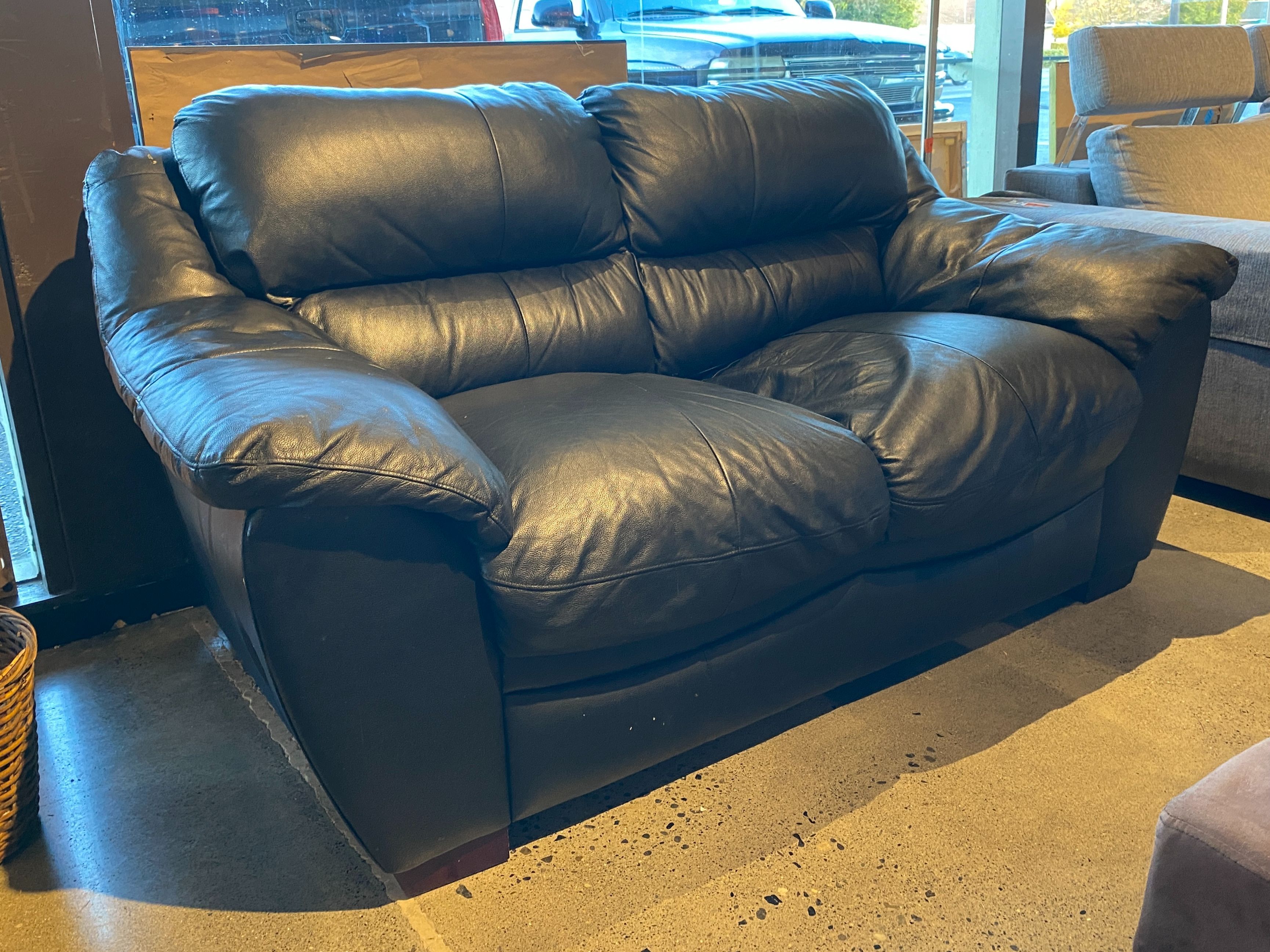 Low Plump Black Loveseat