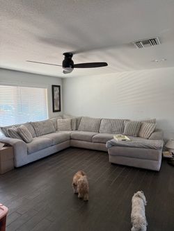 Large Gray Sectional Sofa with Chaise