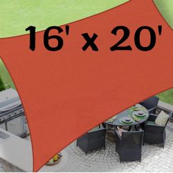 16' x 20' Sun Shade Sail Rectangle Large Shade Sails Sunshade Canopy for Outdoor Patio Garden, Terra Red