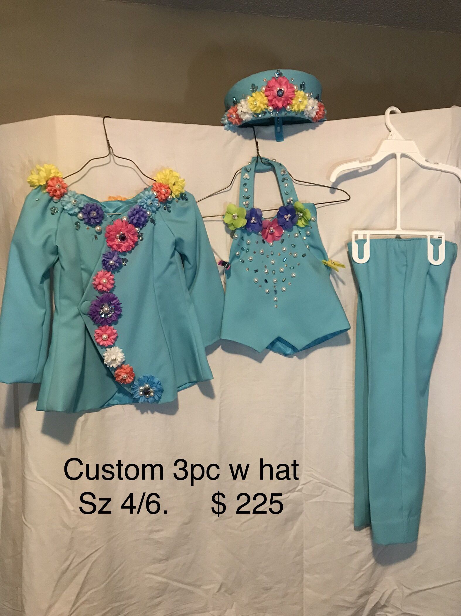 REDUCED!! Girls Pageant Sportswear/ Fun Fashion Beautiful Custom Blue! Child Size 4/6