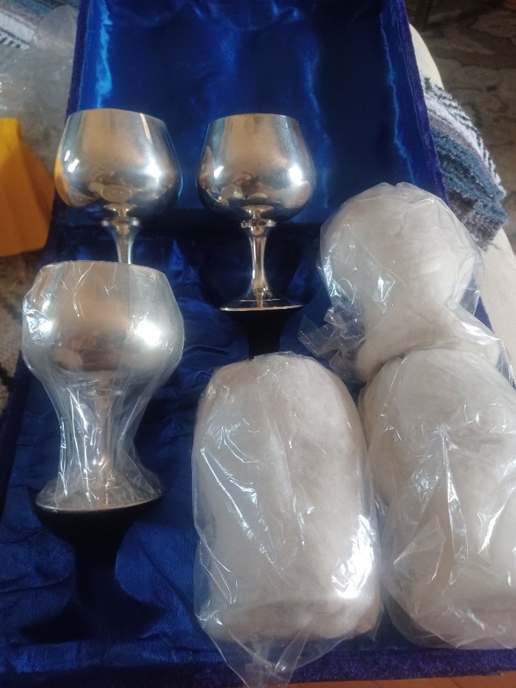 6 SILVER CORDIAL GOBLETS