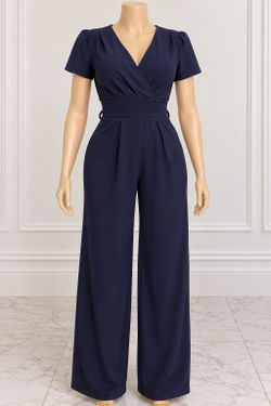 Navy Blue Wide-Leg Jumpsuit