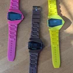 Set of 3 Digital Watches - Pink, Brown, Yellow
