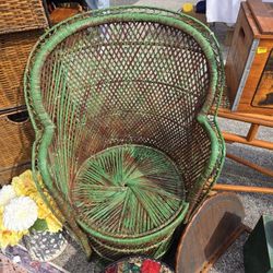 Small Vintage Wicker Peacock Chair