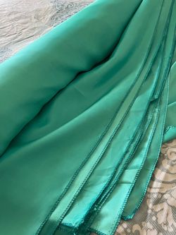 14 Green satin tablecloth 58in x 58in !!!