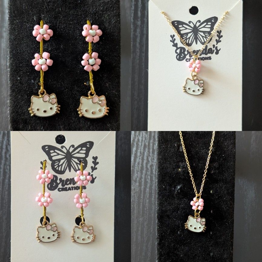 Pink Hello Kitty Flower Jewelry Set 🎀