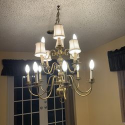 1 Antique Chandellier 1 Normal Celling Light - both Gold Color………………