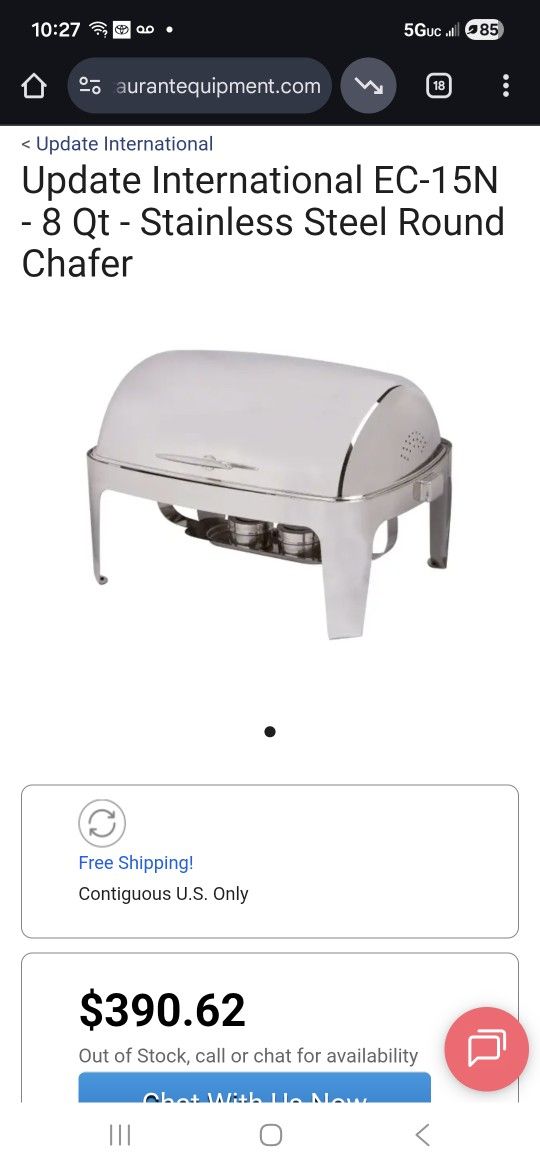 New In Box. Roll Top Chafer.