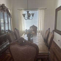 Beautiful Solid Wood Dining Room Table And Armoire 