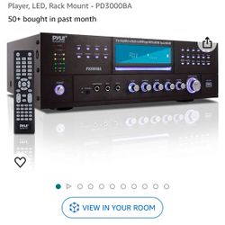 Pyle 4 Channel Wireless Bluetooth Amplifier - 3000 Watt Stereo Speaker Home Audio Receiver w/ FM Radio, USB, 2 Microphone w/ Echo for Karaoke, Front L