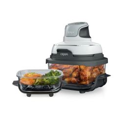 NINJA Crispi 3-in-1 Portable Glass Air Fryer Cooking System 4-Qt & 5-Cup Containers (Model: FN100WH)
