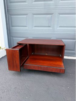 Scandinavian Danish Modern Rosewood Media Console with Wheels | Made in Denmark