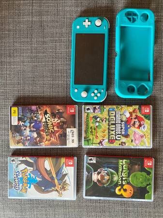 Nintendo Switch lite blue with games