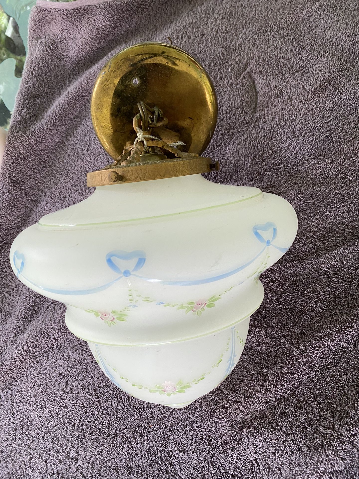 Antique Painted Japanese Glass Pendant Light