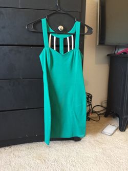 Dark Mint colored dress with white accents