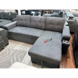 Sleeper Sectional Sofa With Storage Chaise And Cupholder