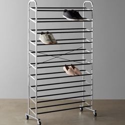 50 Pair Chrome Shoe Rack Organizer On Wheels 