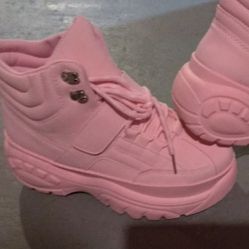 Girls Boots Pink & White Colors
