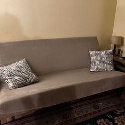 🛏 Custom-Made Convertible Futon Sofa Bed – Queen-Size Mattress • Solid Wood Frame 🛏 MUST SELL THIS WEEK!!!