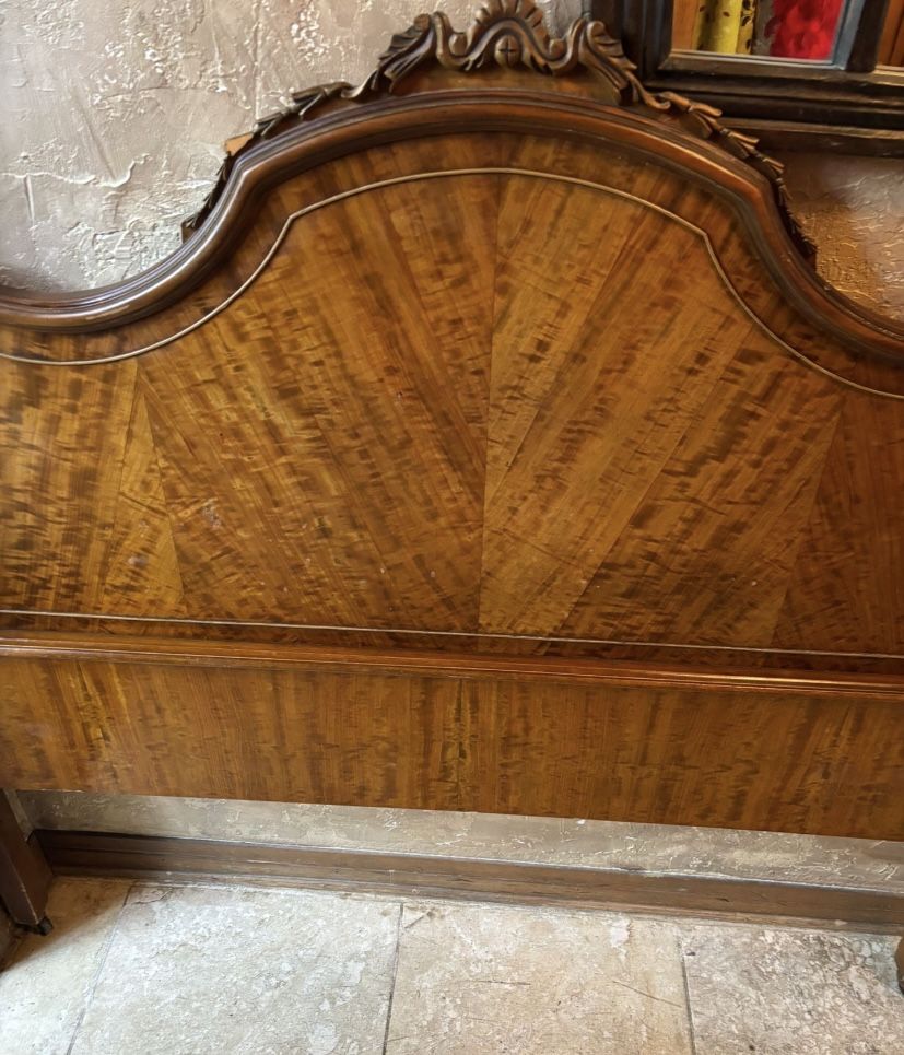Antique Headboard With Casters ::FULL size bed frame