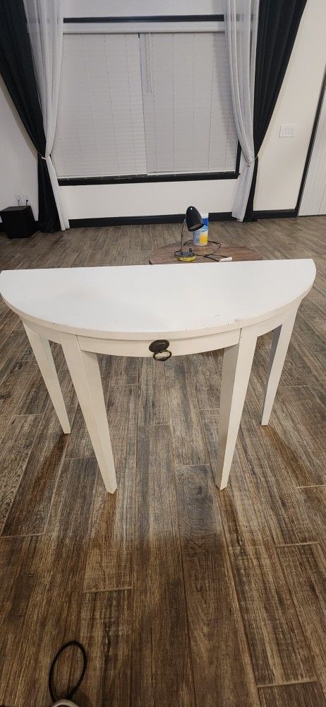 White Half Circle Table